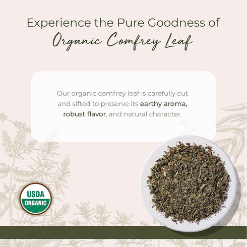 4 oz Starwest Botanicals Organic Dried Comfrey Leaf - Natural Herb for Topical Application, Salve or Oil, Cut & Sifted