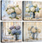 Rustic Hydrangea Wall Art, Blue and White Flowers Canvas Picture, Vintage Botanical Floral Posters for Living Room