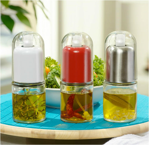 Olive Oil Sprayer and Oil Mister Elegant Glass Bottle with Clog-Free Filter & Leak Proof Top - Red