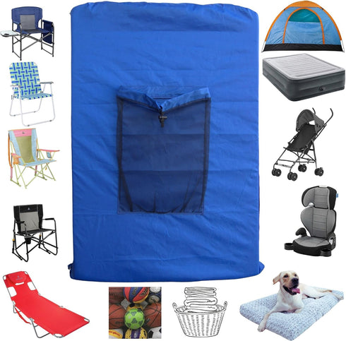 ROYAL BLUE (Large 36"x24"x6") Beach Chair Bag. For Tent, Camping Mattress, Recliner,