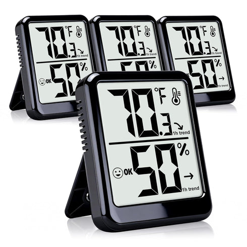 4-Pack Room Thermometer Indoor Hygrometer, Small Digital Temperature and Humidity Monitor Sensor,
