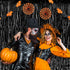 KatchOn XtraLarge Black Streamers | 3.2x8 Feet, Pack of 2 for Black Party Decorations, Tinsel Backdrop