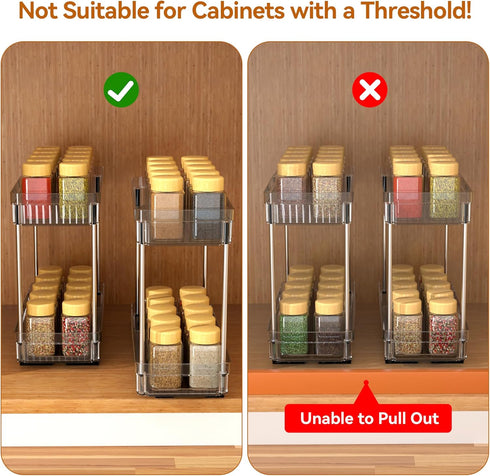 DABIGE 3 Pack 2 Need:12'' 11'' 5'' Pull Out Spice Rack Organizer for Cabinet, Tier Slide Out Spice Racks Organizer