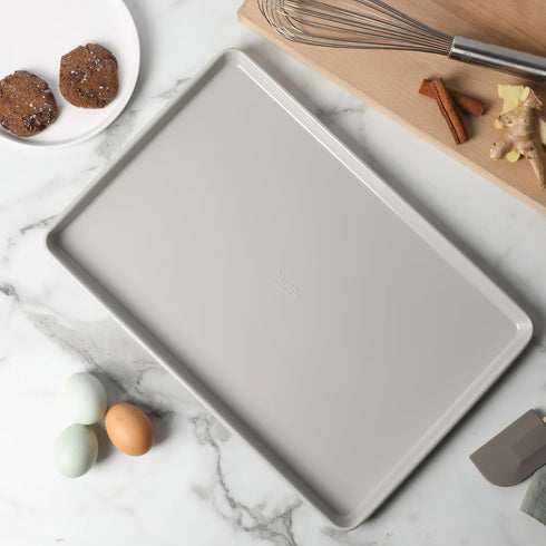 Martha Stewart Gallen 17 x 11 Inch Nonstick Carbon Steel Cookie Sheet, Cool Grey
