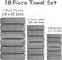 18 Set-6 Sheets,6 Towels,6 Set Pcs Gray Woven Family Towels Bath Hand Washcloths Soft Microfiber Towels Absorbent