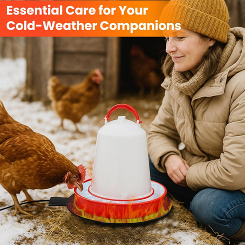 Goyappin 6" 15 Heated Chicken Waterer, Chicken Water Heater Base for Gallon Plastic or Metal Waterers, Winter Freeze