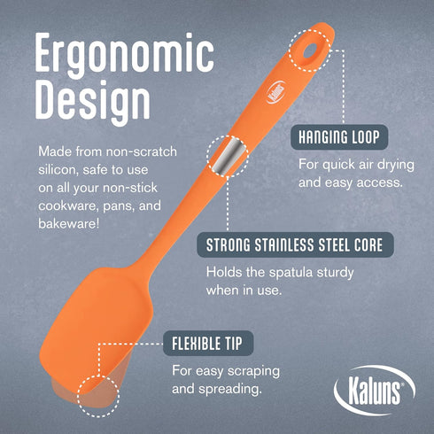 Kaluns Silicone Spatula Set, 4 Rubber Spatulas 600°F Heat Resistant, Nonstick Seamless Design with Stainless Steel