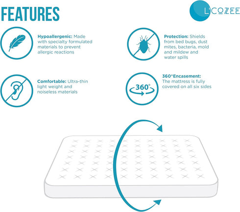 L'COZEE Waterproof Zippered Mattress Encasement Cover - Protector, Breathable, Full Size, Assure Sleep by