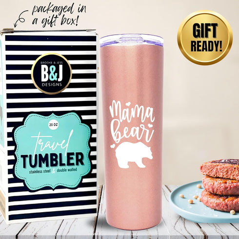 Mom Gift Coffee Mug, Mama Bear Tumbler, Cute Gifts for Mother, New Moms for Christmas, Birthday, Mother's Day