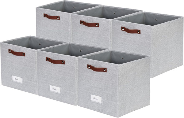 DECOMOMO Storage Bins, Cube Storage Bin with Label Holders, Fabric Storage Cubes for Organizing