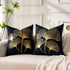 BONSTRAP 20x20 Set 2 Black Decorative Throw Pillow Covers Gold Line Ginkgo Cushion Covers Plant Leaf Velvet Modern
