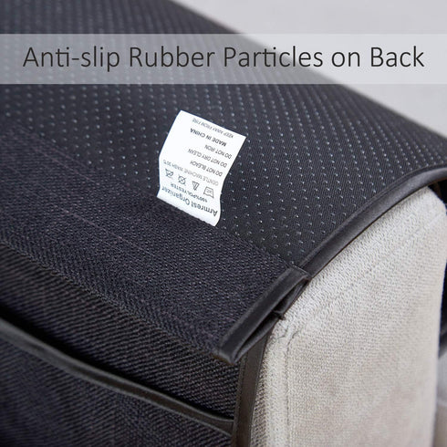 FLYILY Sofa Armrest Organizer - Non-Slip Caddy for Magazine, Phone, Books, Glasses (Black, 13in)