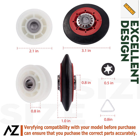 Dryer Repair Kit Drum Roller Idler Pulley Belt for Maytag 3000 Series MEDE500VW1 MEDE300VW1 MEDC215EW1