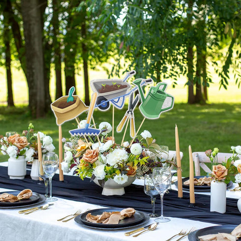 WPCTYQ Summer Supplies.Set 15 Garden Tool Theme Centerpiece Sticks, Birthday Table Toppers,Gardening Tool Birthday
