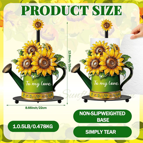 Countertop Summer Paper Towel Holder Kitchen Accessories Stand with Round Base Turtle Sunflower Gnome Bee Farmhouse