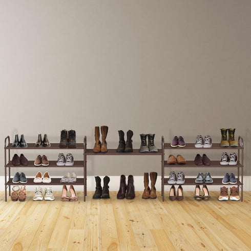 3-Tier 916 Closet, Simple Houseware Shoe Rack Storage Organizer, Bronze Space-Saving Shoe Shelf, Holds Pairs, Sturdy