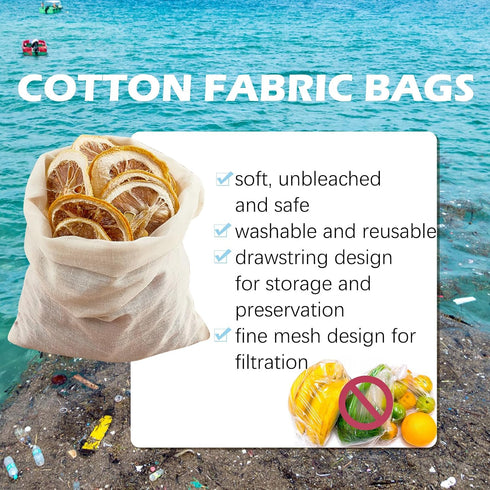 24 Pack (6 8 inch) TUZAZO Reusable Spice Bags for Cooking, Cheesecloth Bags for Straining, Drawstring Cotton Tea Bags