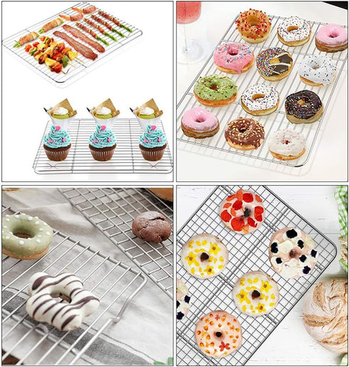 Line Roasting Racks, 1 Pcs 9.8 Inch x 7.3 Inch High Strength Stainless Steel Grill Racks for Baking and Cooling