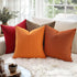 MIULEE Pack of 2 Red Corduroy Soft Decorative Square Throw Pillow Covers, 18 x 18 Inch