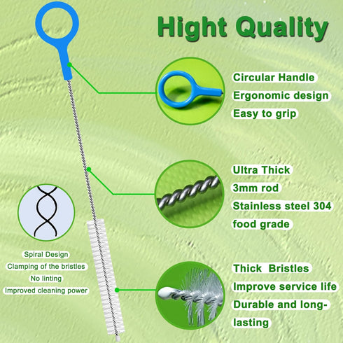 Heavy Duty Straw Cleaner Brush, 5 Size Straw Brush Cleaner with Big Circular Handle for Various Teapots & Kettles