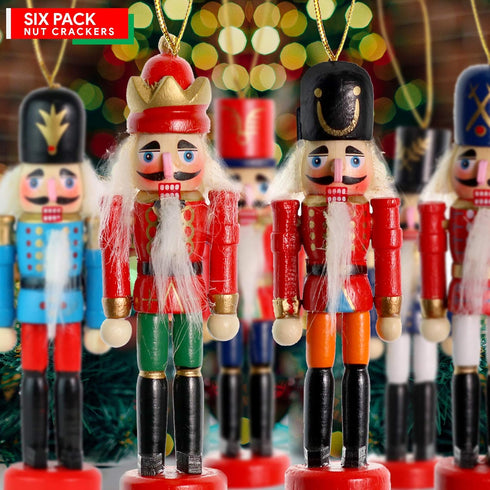 Ornativity Nutcrackers Hanging Ornament Figures, Christmas Mini Wooden King and Soldier Nutcracker