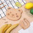 Cute Bear Wooden Cutting Board and Safe Wooden Kids Knife Set, Natural Thick Montessori Knife for Kids, 2Pcs