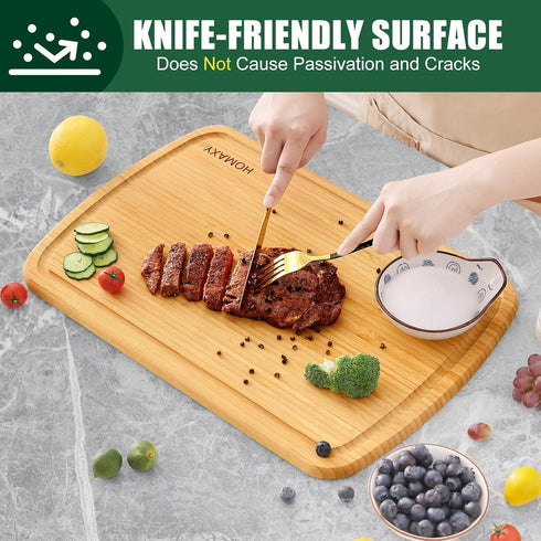 Homaxy Extra Large Bamboo Cutting Board, 18x12.5" with Juice Groove, Pre Oiled Butcher Block