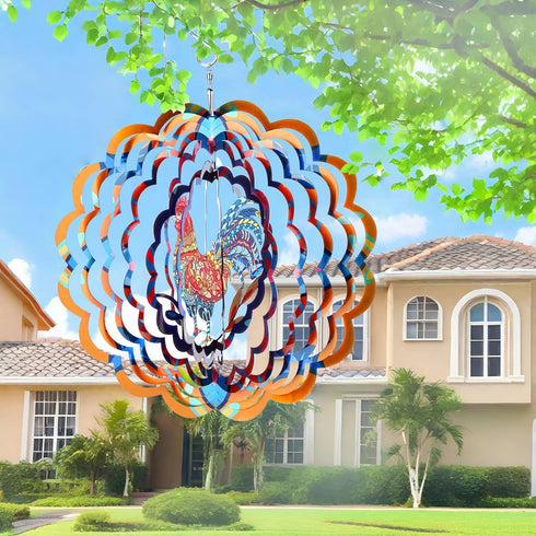 Wind Spinners, 12 inch 3D Stainless Steel Hanging Wind Spinner, Metal Kinetic Sculpture for Indoor/Outdoor Decor.