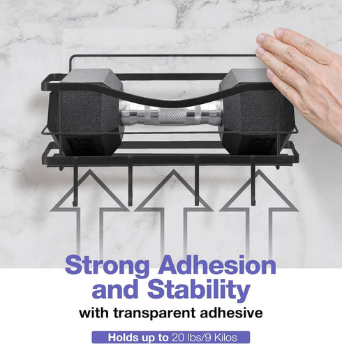 KINCMAX 4 Premium Shower Caddy - Self Adhesive Shower Shelf with Hooks - No Drill Large Capacity Stainless Steel Rack