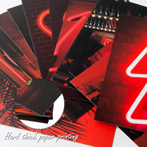 50PCS Red Neon Aesthetic Pictures Wall Collage Kit, Neon Red Photos Collections for Dorm Decors (Trendy Wall Prints)