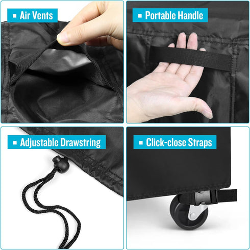 65-80 Black-32''L x18''W x32''H Kingling Cooler Cart Cover Fits Quqrt Patio Cooler Cart, Waterproof Outdoor Cooler Cart