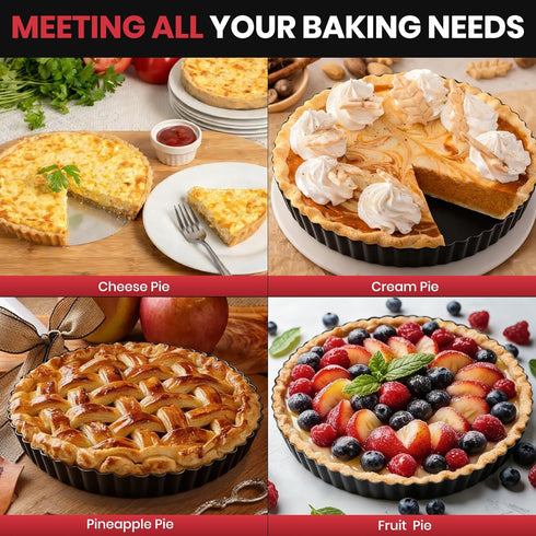 Kit,9 Inch Tart Pan Tart Pans with Removable Bottom,Non-stick Fluted Quiche Pan with Silicone Crust Shaper,Pie