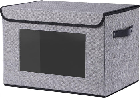 Fabric Storage Boxes - Storage Baskets for Shelves with Lids, Decorative Linen Closet Organizers Boxes, Small, Gray