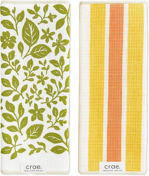 crae. Microfiber Hand Towel & Washcloth Set of 2 - Double-Sided, Waffle