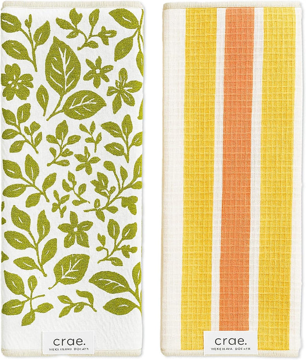 crae. Microfiber Hand Towel & Washcloth Set of 2 - Double-Sided, Waffle