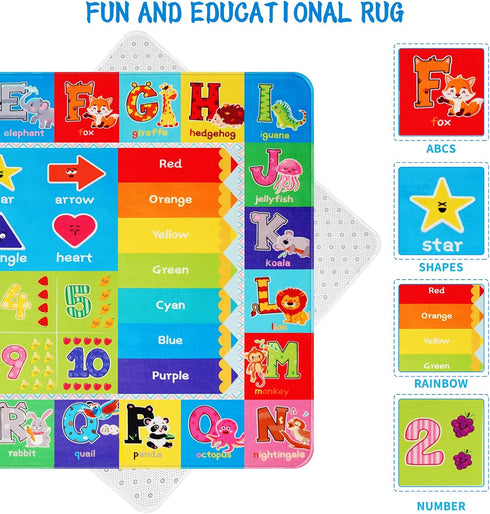 3' X5' Kids Rug for Playroom, ABC Educational Play Mat, Non-Slip Soft Rugs for Kids Room, Toddler Baby Nursery Floor