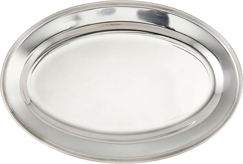 Winco OPL-12 Stainless Steel Oval Platter, 12" x 8.63"