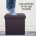 Ottoman,13x12x12 inch LotFancy Storage Ottoman Cube, Brown Foot Stool Square Ottoman with Lid, Faux Leather Seat