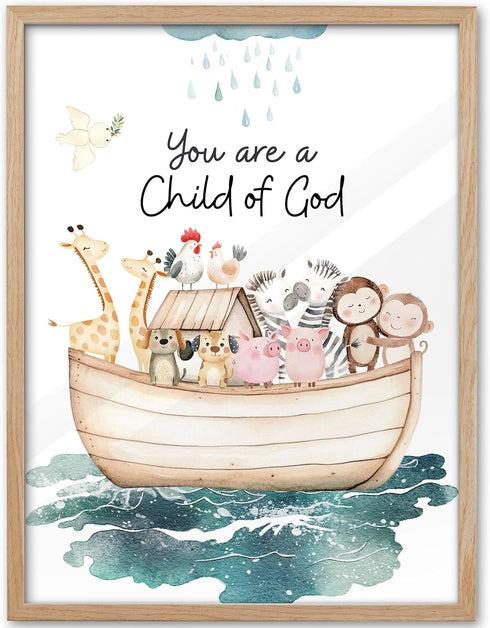 KensTro Natural OAK Wood Noah Ark Framed Wall Art, 12x16 in Being