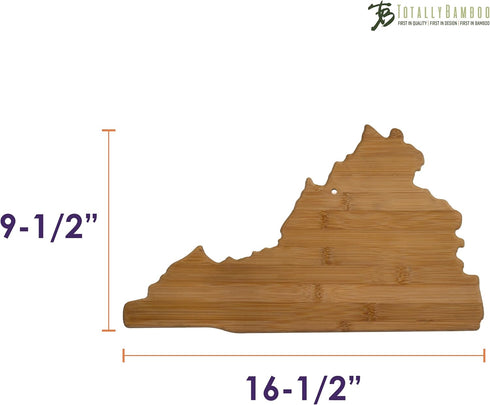 Totally Bamboo Virginia State Shaped Bamboo Serving & Cutting Board, Brown