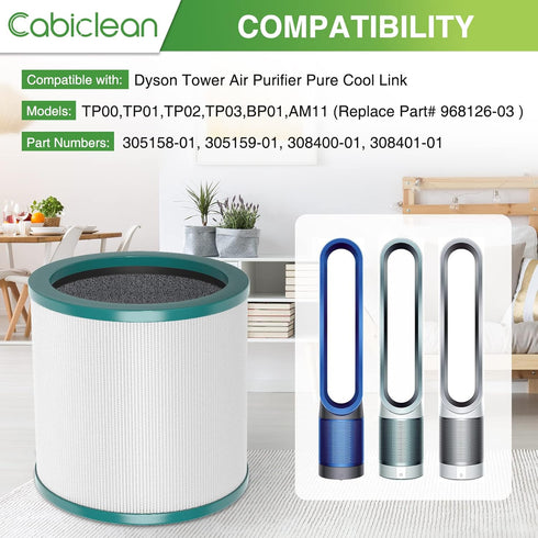 TP01 HEPA Filter Replacement for Dyson Tower Purifier Pure Cool Link Models, Replace Part 968126-03 (1 Pack)
