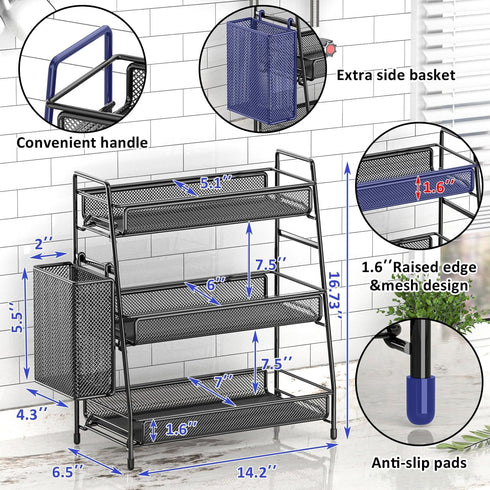 Countertop 3 Counter EKNITEY Bathroom Organizer Shelf - Tier Spice Rack Metal Makeup Rack Small Coffee Station