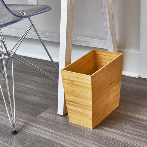 iDesign Rectangular Bamboo Waste Basket - The Formbu Collection, Natural Wood Finish
