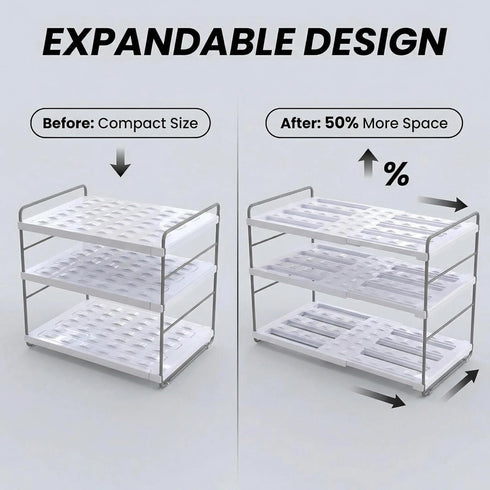 3 (2 Pack) YAN & HIN Expandable Water Bottle Organizer for Cabinet, Tier Tumbler Organizer, Adjustable Bottle Holder