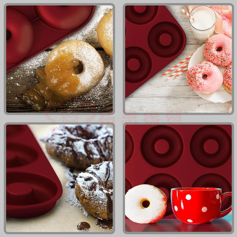 Large Non-Stick Donut Pan for Baking, 9 Cavity Silicone Bagel Mold, BPA Free, 11.2 x 11.1 Inches