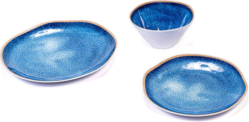 Prepara 12 Piece Melamine Dinnerware Set in Blue Ceramic