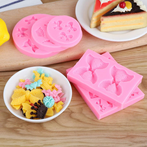 Bow Silicone Fondant Mold Crown Chocolate Candy Mold for Cupcake Top Decoration, DIY Craft Items