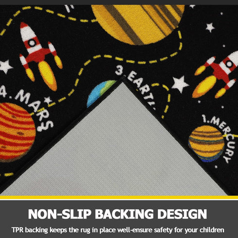 Decor,5'x6.6' Capslpad Black Outer Space Kids Play Rug ABC Alphabet Kids Play Mat for Toddlers Non Slip Solar System