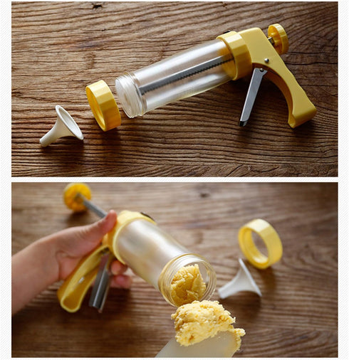 Cookie Biscuit Press and Cake Icing Decorating Set for Beginners and Professionals - Biscuit Making and Icing Set