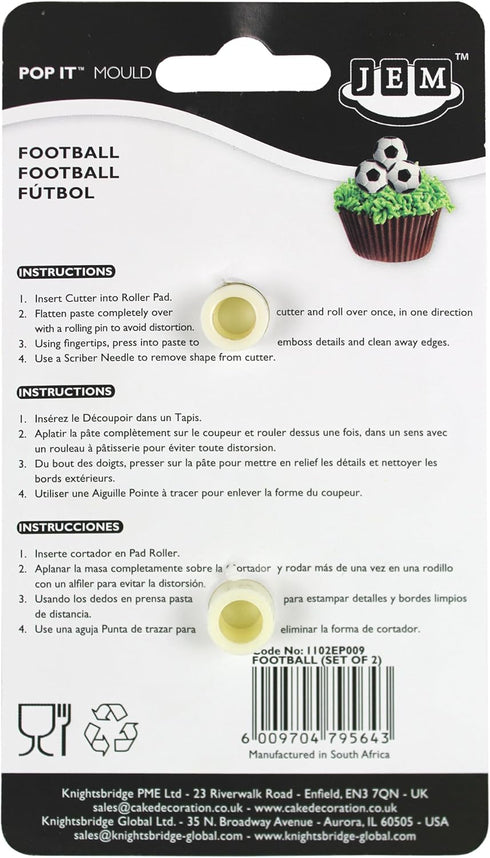 JEM Pop It Football Shaped Mold for Cake Decorating, Set of 2, Small & Large Sizes